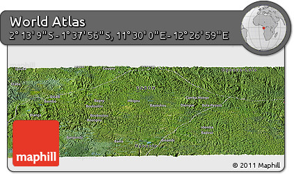 Satellite Panoramic Map of the Area around 1° 55' 32" S, 11° 58' 29" E