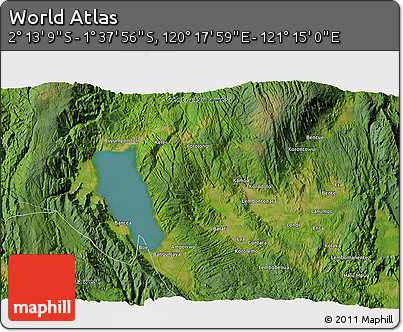 Satellite 3D Map of the Area around 1° 55' 32" S, 120° 46' 30" E