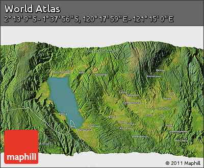 Satellite 3D Map of the Area around 1° 55' 32" S, 120° 46' 30" E