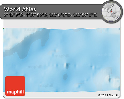 Physical 3D Map of the Area around 1° 55' 32" S, 122° 28' 29" E
