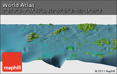 Satellite Panoramic Map of the Area around 1° 55' 32" S, 123° 19' 29" E