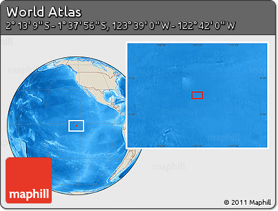 Shaded Relief Location Map of the Area around 1° 55' 32" S, 123° 10' 30" W