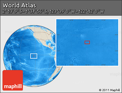 Shaded Relief Location Map of the Area around 1° 55' 32" S, 123° 10' 30" W