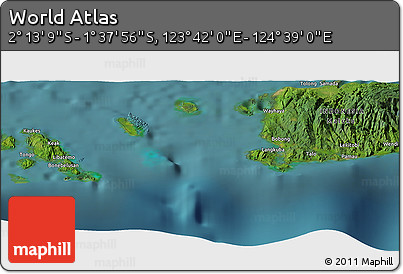 Satellite Panoramic Map of the Area around 1° 55' 32" S, 124° 10' 30" E