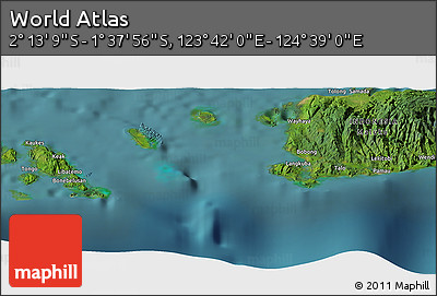 Satellite Panoramic Map of the Area around 1° 55' 32" S, 124° 10' 30" E