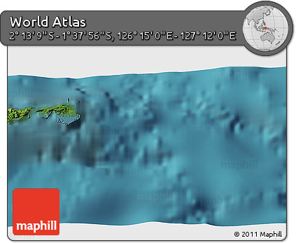Satellite 3D Map of the Area around 1° 55' 32" S, 126° 43' 29" E