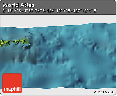 Satellite 3D Map of the Area around 1° 55' 32" S, 126° 43' 29" E
