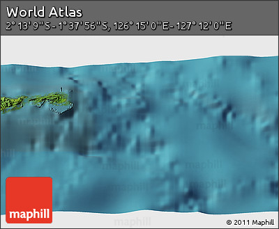 Satellite 3D Map of the Area around 1° 55' 32" S, 126° 43' 29" E