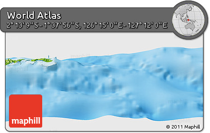 Physical Panoramic Map of the Area around 1° 55' 32" S, 126° 43' 29" E