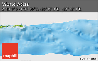 Physical Panoramic Map of the Area around 1° 55' 32" S, 126° 43' 29" E