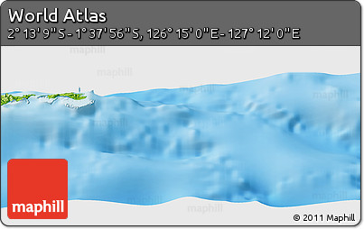 Physical Panoramic Map of the Area around 1° 55' 32" S, 126° 43' 29" E