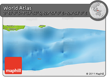 Physical Panoramic Map of the Area around 1° 55' 32" S, 128° 25' 30" E
