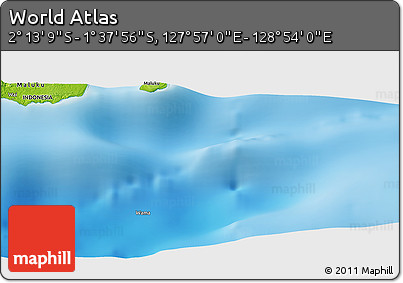 Physical Panoramic Map of the Area around 1° 55' 32" S, 128° 25' 30" E