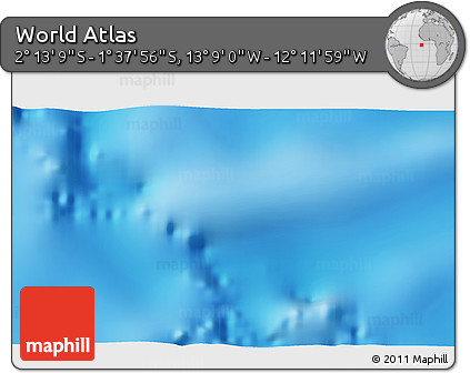 Physical 3D Map of the Area around 1° 55' 32" S, 12° 40' 30" W