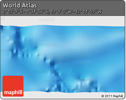 Physical 3D Map of the Area around 1° 55' 32" S, 12° 40' 30" W