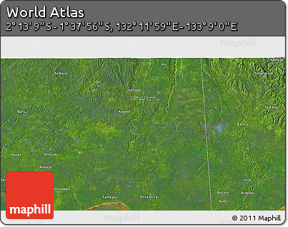 Satellite 3D Map of the Area around 1° 55' 32" S, 132° 40' 30" E