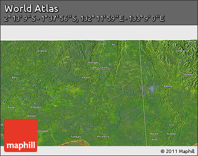 Satellite 3D Map of the Area around 1° 55' 32" S, 132° 40' 30" E