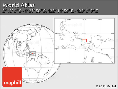 Blank Location Map of the Area around 1° 55' 32" S, 132° 40' 30" E