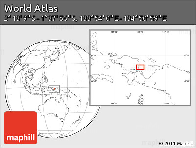 Blank Location Map of the Area around 1° 55' 32" S, 134° 22' 30" E