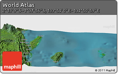 Satellite Panoramic Map of the Area around 1° 55' 32" S, 134° 22' 30" E