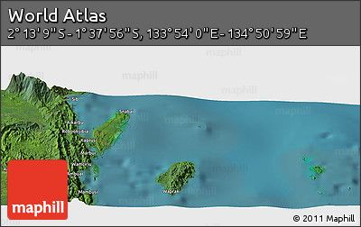 Satellite Panoramic Map of the Area around 1° 55' 32" S, 134° 22' 30" E