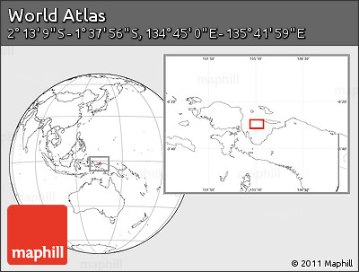 Blank Location Map of the Area around 1° 55' 32" S, 135° 13' 29" E