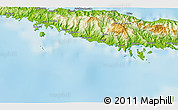 Physical 3D Map of the area around 1° 55' 32" S, 136° 4' 29" E