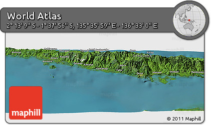 Satellite Panoramic Map of the Area around 1° 55' 32" S, 136° 4' 29" E