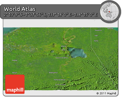 Satellite 3D Map of the Area around 1° 55' 32" S, 137° 46' 30" E