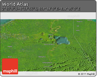Satellite 3D Map of the Area around 1° 55' 32" S, 137° 46' 30" E