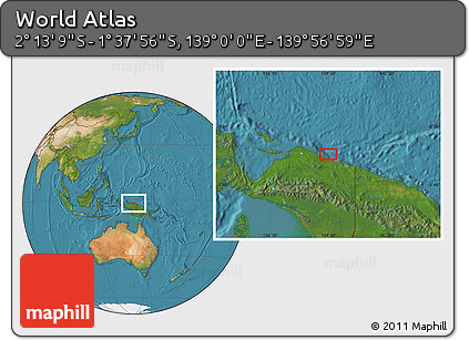 Satellite Location Map of the Area around 1° 55' 32" S, 139° 28' 29" E