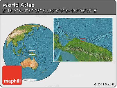 Satellite Location Map of the Area around 1° 55' 32" S, 139° 28' 29" E