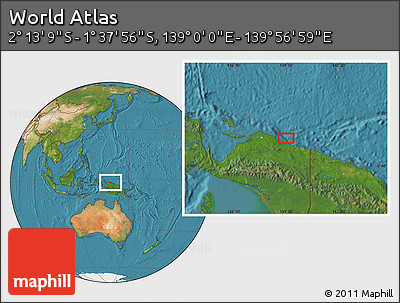 Satellite Location Map of the Area around 1° 55' 32" S, 139° 28' 29" E