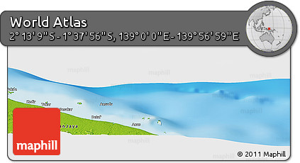 Physical Panoramic Map of the Area around 1° 55' 32" S, 139° 28' 29" E
