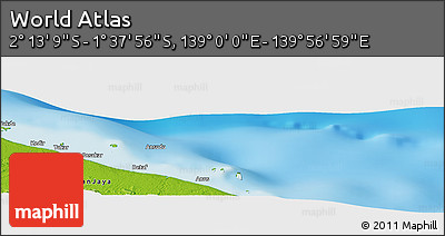 Physical Panoramic Map of the Area around 1° 55' 32" S, 139° 28' 29" E