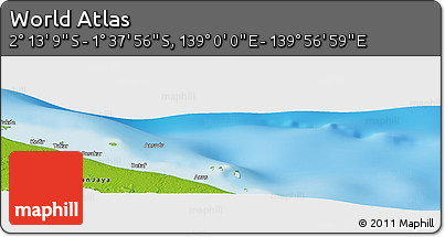 Physical Panoramic Map of the Area around 1° 55' 32" S, 139° 28' 29" E