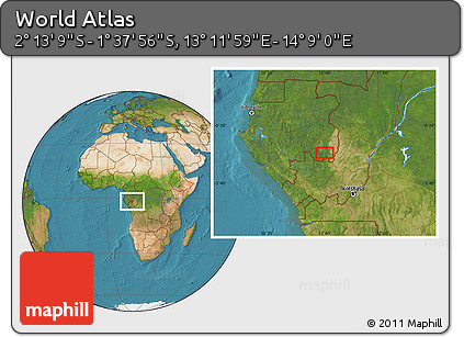 Satellite Location Map of the Area around 1° 55' 32" S, 13° 40' 30" E