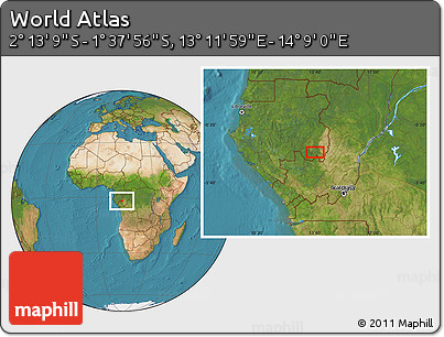 Satellite Location Map of the Area around 1° 55' 32" S, 13° 40' 30" E