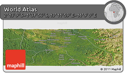 Satellite Panoramic Map of the Area around 1° 55' 32" S, 13° 40' 30" E