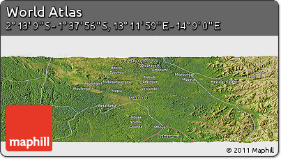 Satellite Panoramic Map of the Area around 1° 55' 32" S, 13° 40' 30" E