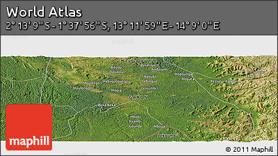Satellite Panoramic Map of the Area around 1° 55' 32" S, 13° 40' 30" E