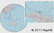 Gray Location Map of the area around 1° 55' 32" S, 140° 19' 29" E, hill shading