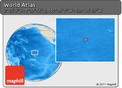 Shaded Relief Location Map of the Area around 1° 55' 32" S, 140° 10' 30" W