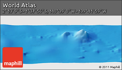 Physical Panoramic Map of the Area around 1° 55' 32" S, 140° 10' 30" W
