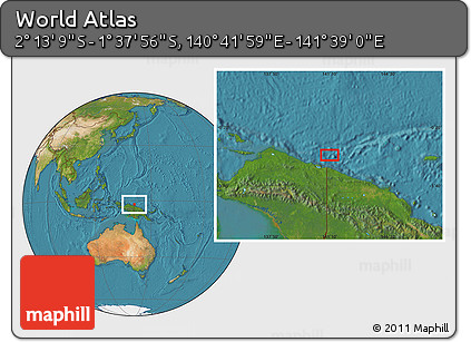 Satellite Location Map of the Area around 1° 55' 32" S, 141° 10' 30" E