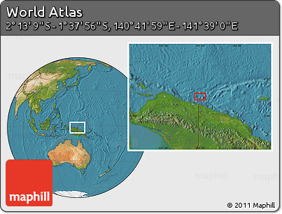 Satellite Location Map of the Area around 1° 55' 32" S, 141° 10' 30" E