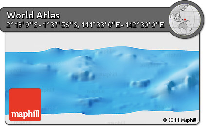 Physical Panoramic Map of the Area around 1° 55' 32" S, 142° 1' 30" E