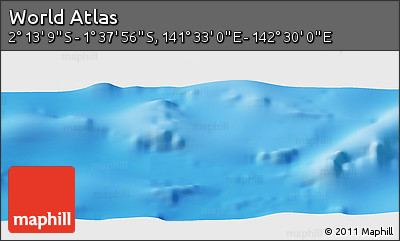 Physical Panoramic Map of the Area around 1° 55' 32" S, 142° 1' 30" E