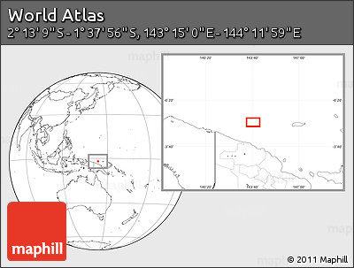Blank Location Map of the Area around 1° 55' 32" S, 143° 43' 29" E