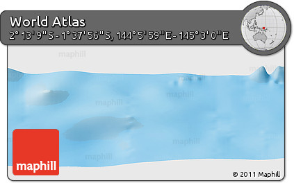 Physical Panoramic Map of the Area around 1° 55' 32" S, 144° 34' 29" E